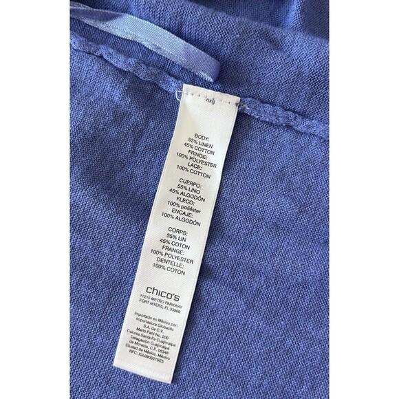 Chicos Kimono Size 1 Medium Linen Tassel Fringe Crochet Coastal Cruise Cardigan - Picture 10 of 11